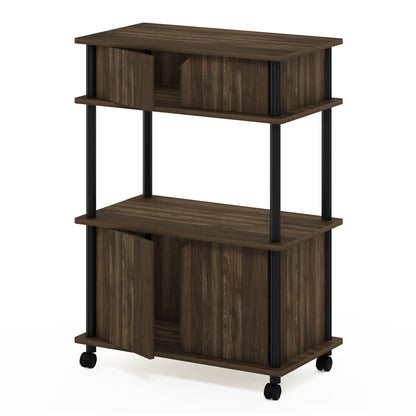 Furinno TURN-N-TUBE Printer Stand with Storage, 4-Tier Printer Stand with Wheels, Large Printer Stand, for CPU, Office Supplies, Home Office