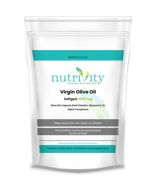 Virgin Olive Oil 1000mg Capsules Omega-3-6 for Health Heart Nutrivity UK (120)