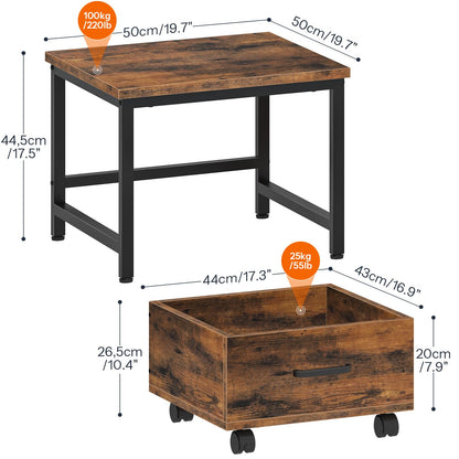 HOOBRO Mini Fridge Stand with Movable Storage Drawer