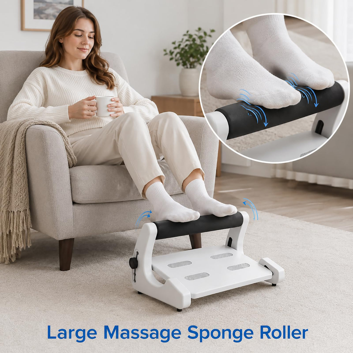 Ecloom Non-Slip Desk Foot Rest 2 Massage Modes Foot Roller Textured Surface
