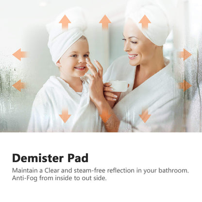 EMKE 450 X 600 mm Illuminated Backlit LED Bathroom Mirror, Wall Mounted Multifunction Bathroom Vanity Mirror with Lights and Demister Pad,