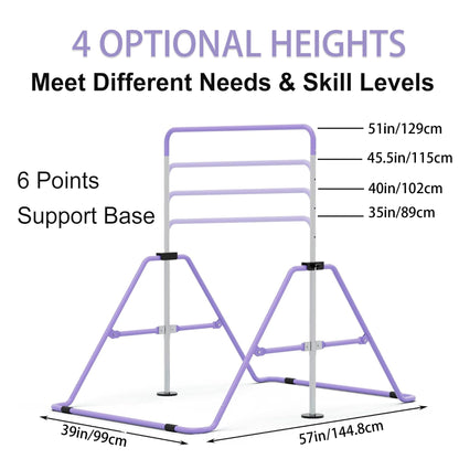 GYMMAGE Gymnastics Bars with Bar Pad, Junior Training Kip Bar Gymnastics Equipment for Home Garden, Adjustable Height Gymnastic Folding Horizontal Bar