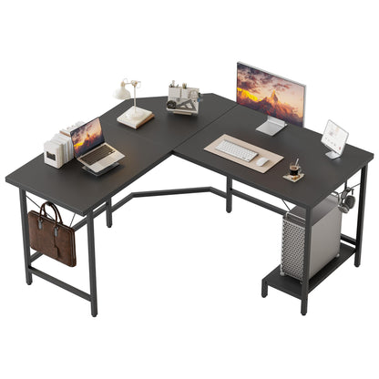 Mericonia L Shaped Desk, Diamond Design for Socket, 120x110cm, Black