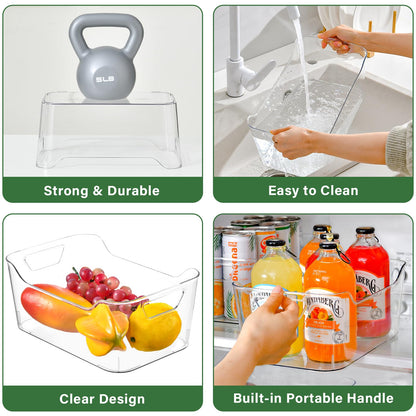 AntStep 6 Pack Clear Plastic Storage Box for Kitchen Storage & Organisation