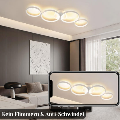 GBLY LED Ceiling Light Modern 4 Bulbs in Ring Look 3000 K Warm White Ceiling Lighting Round 37 W Indoor Living Room Lamp Made of Aluminium for Bedroom