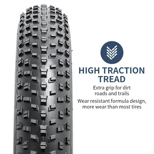 YunSCM 1-PC 26" Foldabel Bike Fat Tyre 26x4.0 ETRTO 100-559 with 26 inch Heavy Duty Inner Tube 26x4.0/4.50 AV32mm Schrader Valve, Compatible with