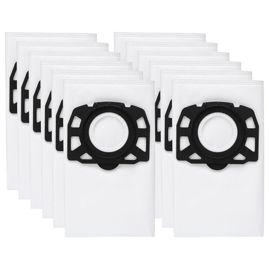 12 Pack Filter Bag KFI 357 Compatible with Karcher WD3, WD2 Plus, KWD 1, KWD 2, KWD 3, MV 3, WD 3.200 to WD 3.800 M, SE 4001, SE 4002 Wet and Dry