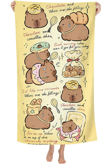 Spiritzohic Capybara Beach Towels, Capybara Bath Towels Swimming Towel Quick Dry Microfibre Towel Sandproof Beachs BathTowels for Travel, Holiday