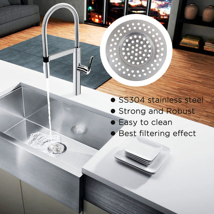 2pcs Kitchen Bathroom Sink Strainer, Stainless Steel Drain Filter, Bath Drain Protector, Shower Drain Cover Hair Trap Catcher Stopper Plug