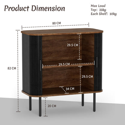 BonVache Sideboard, Buffet Storage Cabinet for Living Room, Kitchen Cupboard with Tambour Sliding Door