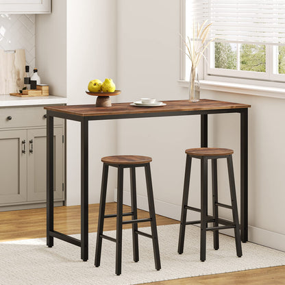 HOOBRO Bar Stools Set of 2, Kitchen Breakfast Bar Chiars, Industrial 63 cm Height Stools for Dining Room, Kitchen, Solid and Stable, Rustic Brown and