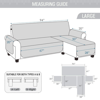TAOCOCO Corner Sofa Bed Cover Reversible 3 Seater Chaise End Sofa Cover L Shape Sofa Protector for Pets Furniture Sofa Protector (Pale Grey)