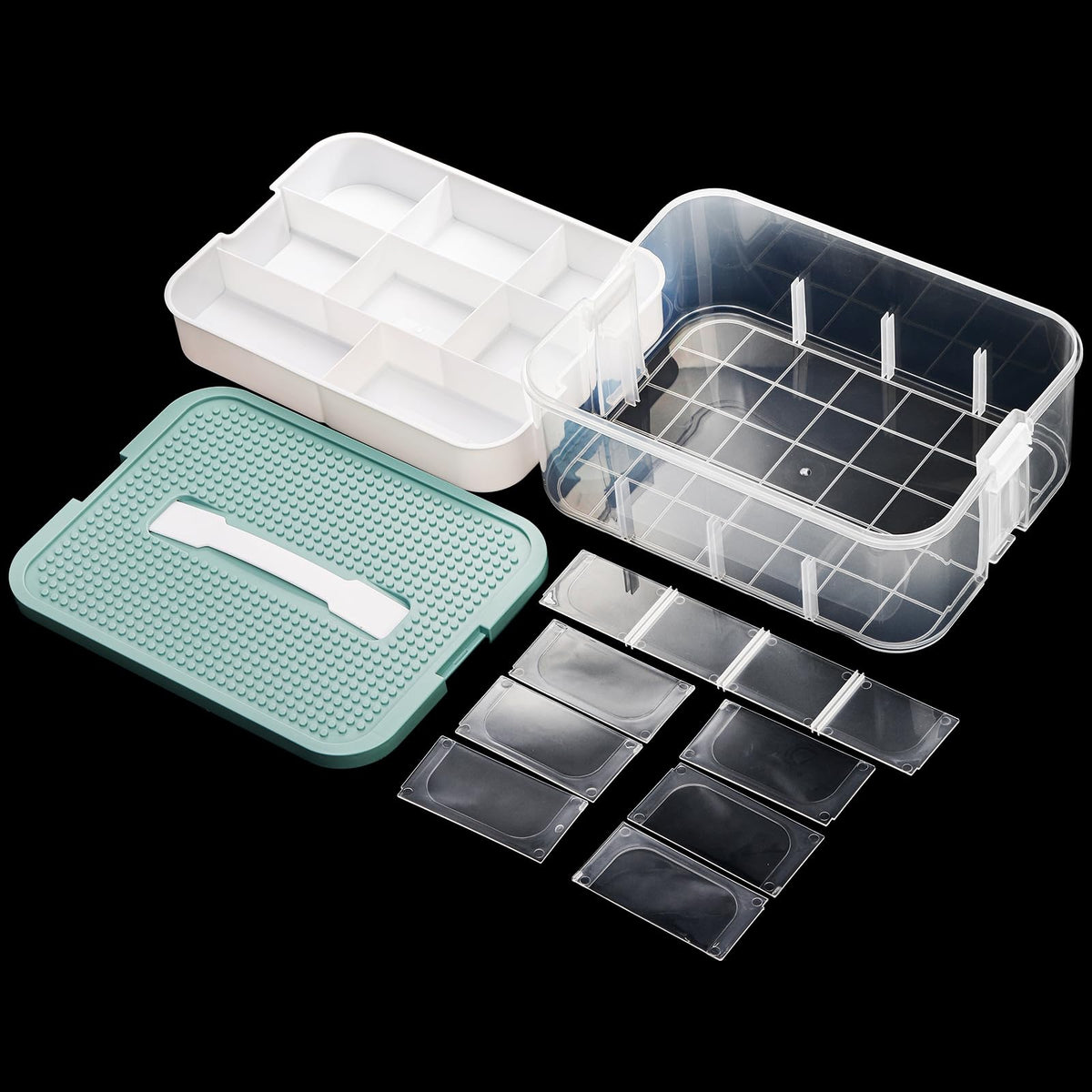 ZEAYEA Stackable Organizer Storage Case, Stackable Storage Container with 16 Compartments, Plastic Storage Box for Crafts, Beads, Beauty Supplies