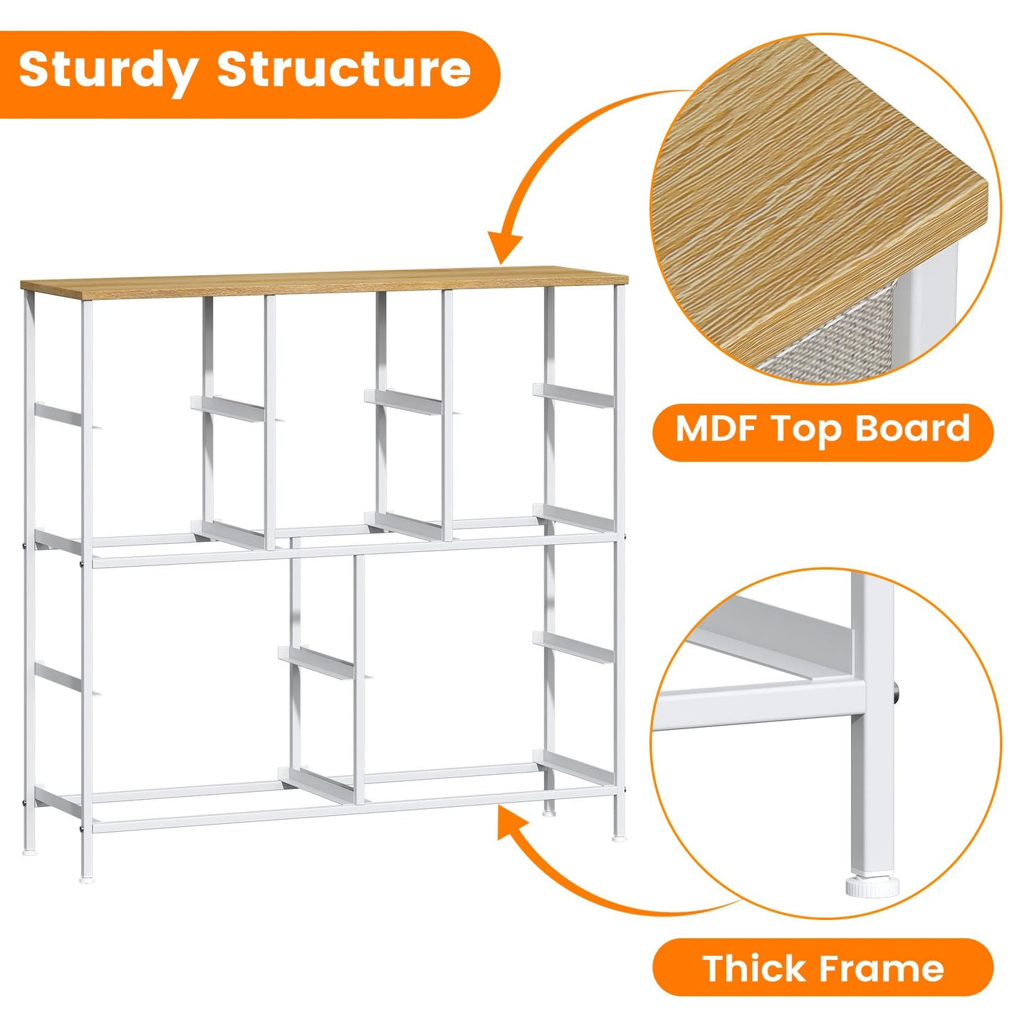Feonase Chest of Drawers,Bedroom Tall Dresser with 10 Fabric Drawers, Metal Frame & MDF Wood Top, Adjustable Feet, Storage Organizer Unit for Bedroom