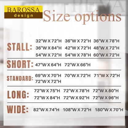 Barossa Design Peva Shower Curtain 72 x 75 Inches Width x Height Clear