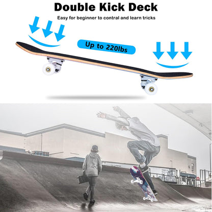 CLYCTIP Skateboards,31 x 8 inch Complete Skateboard for Beginners,8 Layer Maple Concave Cruiser Trick Skateboard for Teens and Adults (Graffiti-TY)