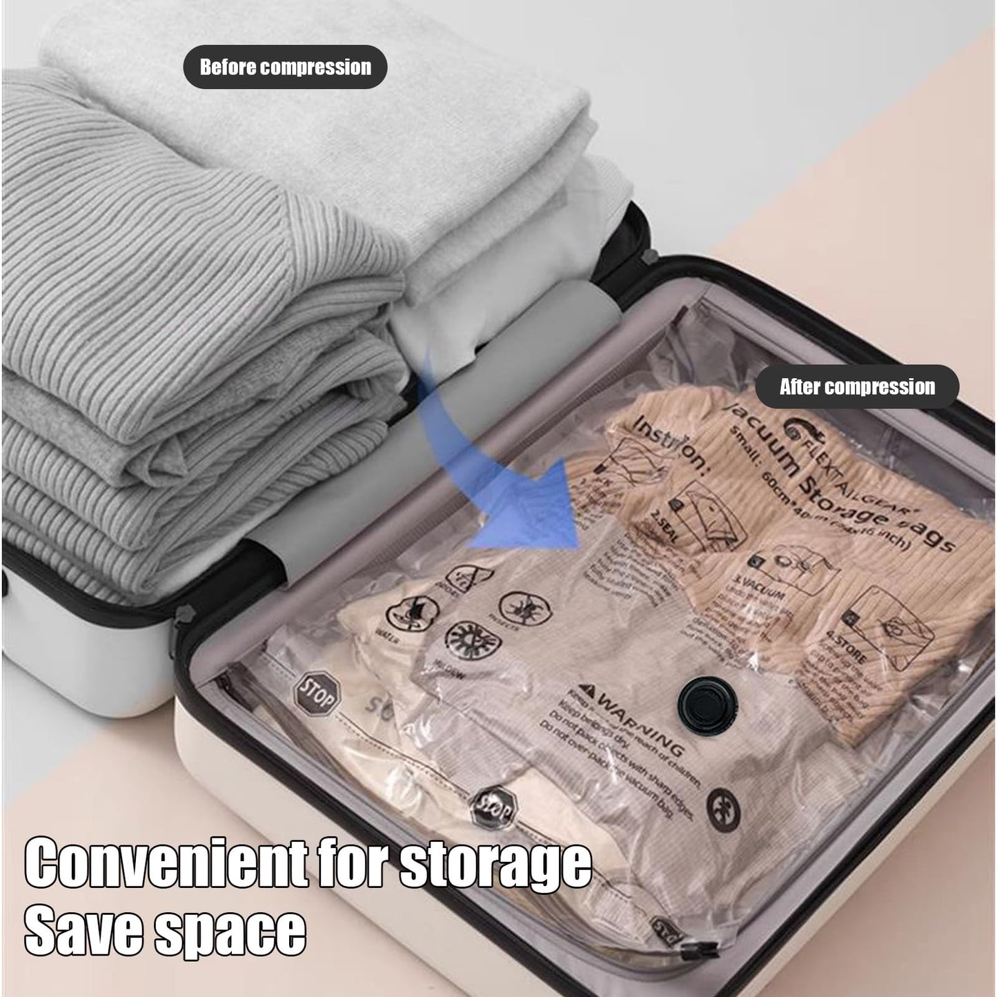 Vacuum Storage Bags With Electric Air Pump: 8 Pack Reusable Space Saver Bags for Clothes, Travel, Pillows, Blankets, Bedding