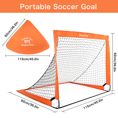 Display4top Set of 2 Football Goal with Carry Bag, Footballs Net for Kids Teens, Foldable Pop-up Goals Indoor Outdoor Sport Training for Garden, Park,