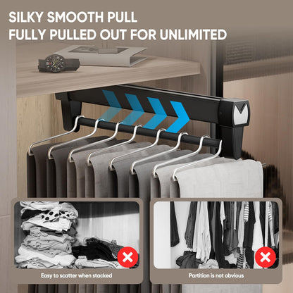 Pull Out Clothes Rail,Pull out Hanger Rail (26-61CM) Steel Adjustable Clothes Rail For Trousers Clothing Storage, Space Saving (61CM)