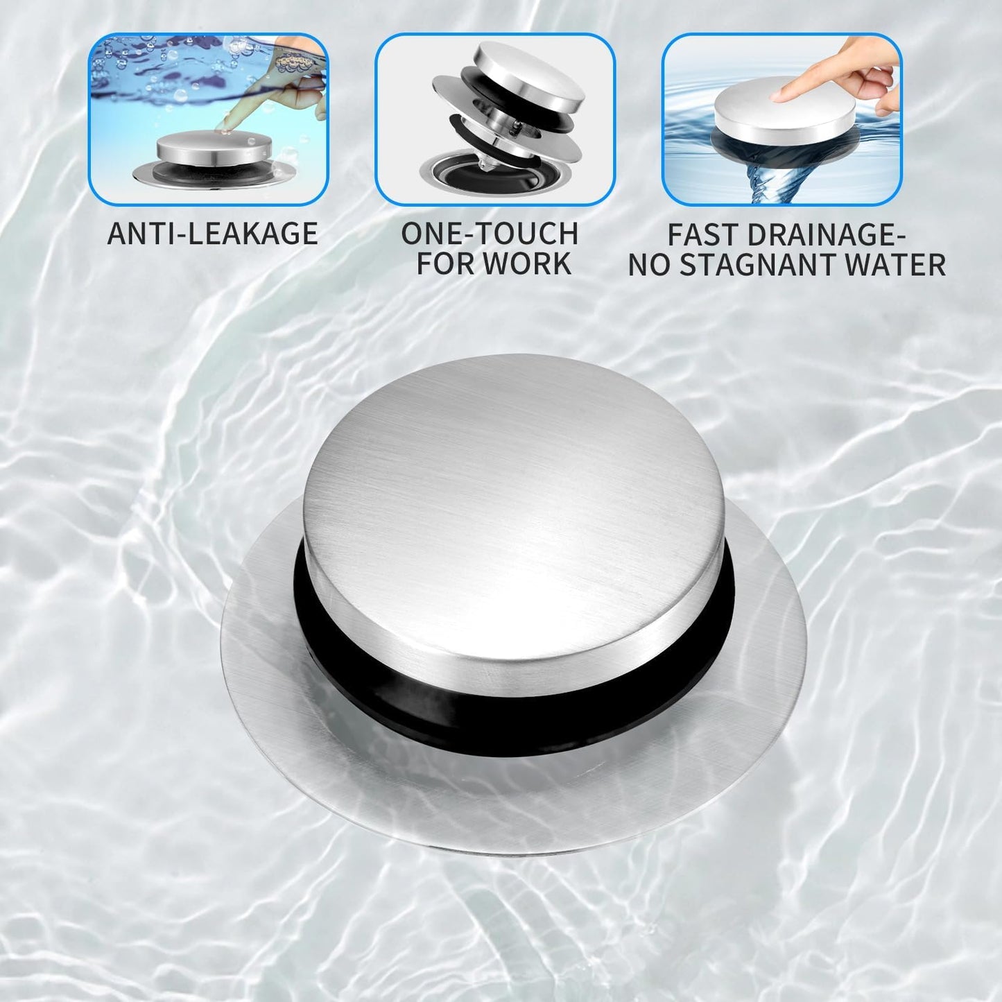 Bathtub Drain Stopper, Universal Tub Stopper for Replacing Tip Toe/Trip Lever/Lift&Turn Tub Drain