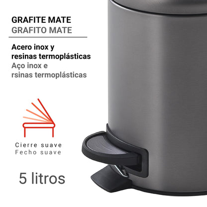 Gedy Potty 5 Litre Pedal Bin with Lid - Gun Metal