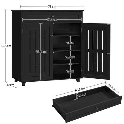 Yaheetech Shoe Cabinet 4-Tier Shoe Storage Organizer with Drawer, Black