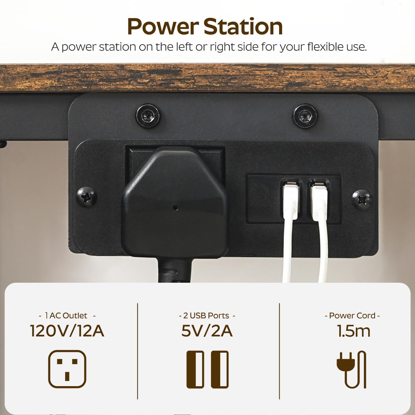 YATINEY Bedside Tables with Charging Station, Set of 2, Nightstands with 2 Drawers and 2 Shelves, End Tables with Outlet and USB Ports