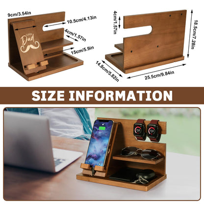 Fathers Day for Dad, Dad Birthday Gifts, Wood Phone Docking Station, Bedside Table Organiser, Presents for Father