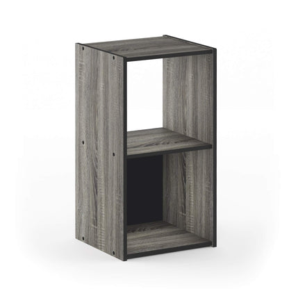 Furinno PELLI Book Shelf, 2x1 Bookshelf, Cube Storage Organizer Cabinet, 12.2 x 11.6 x 24.2, for Living Room, Bedroom, Home Office, French Oak/Black