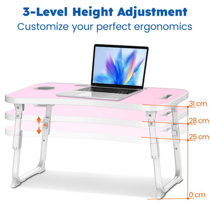 Laptop Desk, Laptop Bed Table with Cup Slot, Reading Holder Notebook Stand Breakfast Tray Book Holder for Sofa, Terrace, Balcony