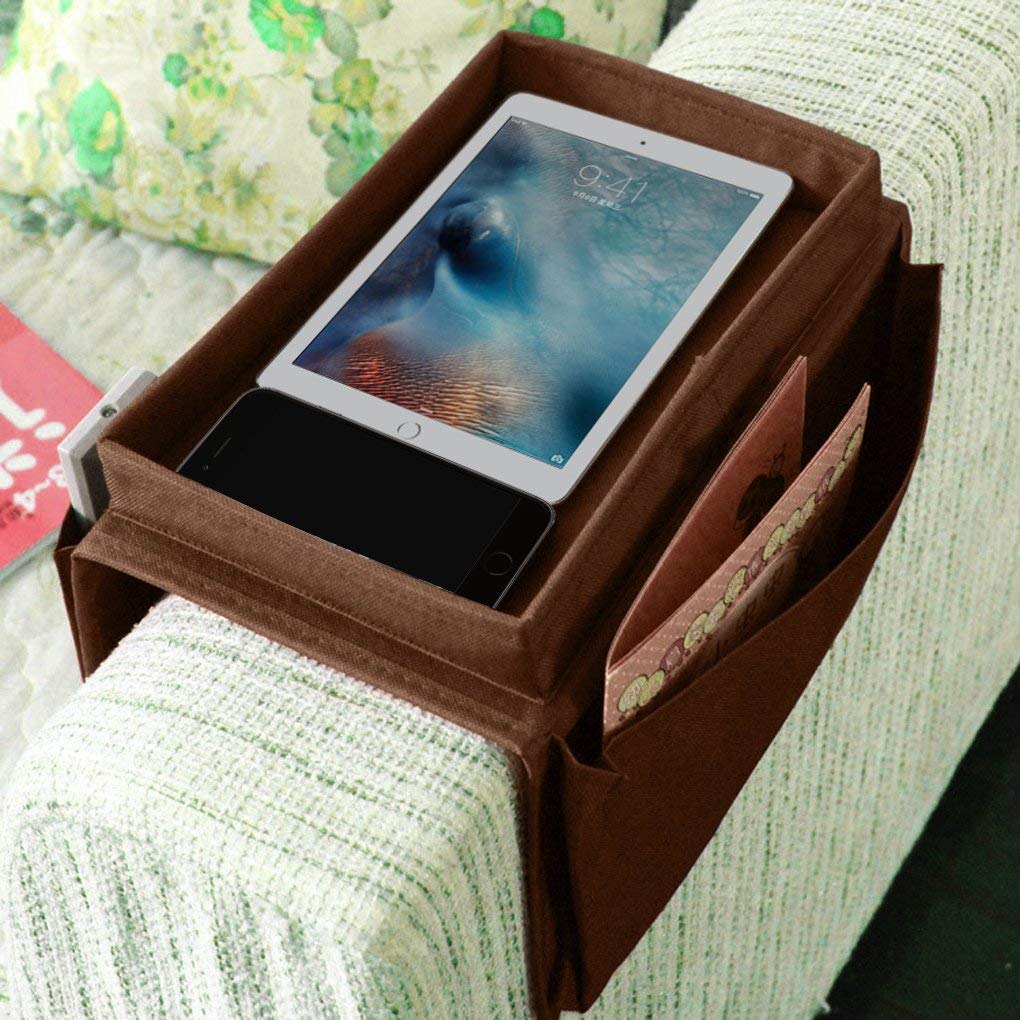 Sofa Armchair Organiser TV Remote Control Organizer Couch Caddy Arm Rest Bag Holder Sofa Tray Remote Caddy Chair Couch Storage 6 Pocket Armchair