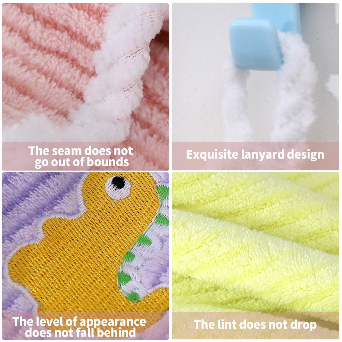 Fadcaer 4 Pcs Soft Kids Washcloth Towels with Embroidered, Multicolor Children's Facial Towel