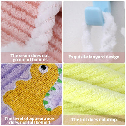 Fadcaer 4 Pcs Soft Kids Washcloth Towels with Embroidered, Multicolor Children's Facial Towel
