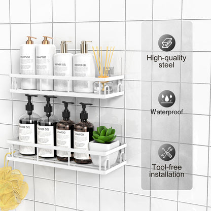 UUlioyer Shower Caddy, Shower Shelf No Drilling (White-2 Pack)