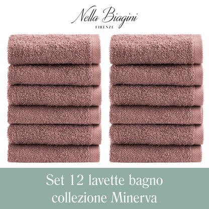 NELLA BIAGINI Minerva Bathroom Washcloths 30 x 30 cm, Set of 12, 100% Pure Terry Cotton, 420 g/m², Soft, Absorbent, Practical, Durable, Solid Colour