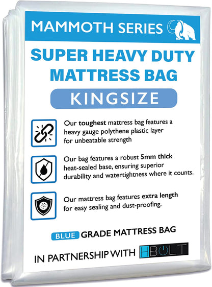 MAMMOTH Premium Mattress Storage Bag – Robust Protection for Moving & Storing – Shields Against Dust, Stains, and Pests (King - PRO)