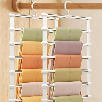 Nuoyiman 2 Pack Trouser Hangers, 6-Tier Stainless Steel Pants Hanger