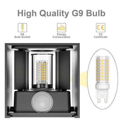 Klighten 2PCS Outdoor Wall Light with Motion Sensor, Waterproof IP54 Outside Wall Lamps with Sensor, Adjustable Beam Angle, Natural White 4000K, Dark