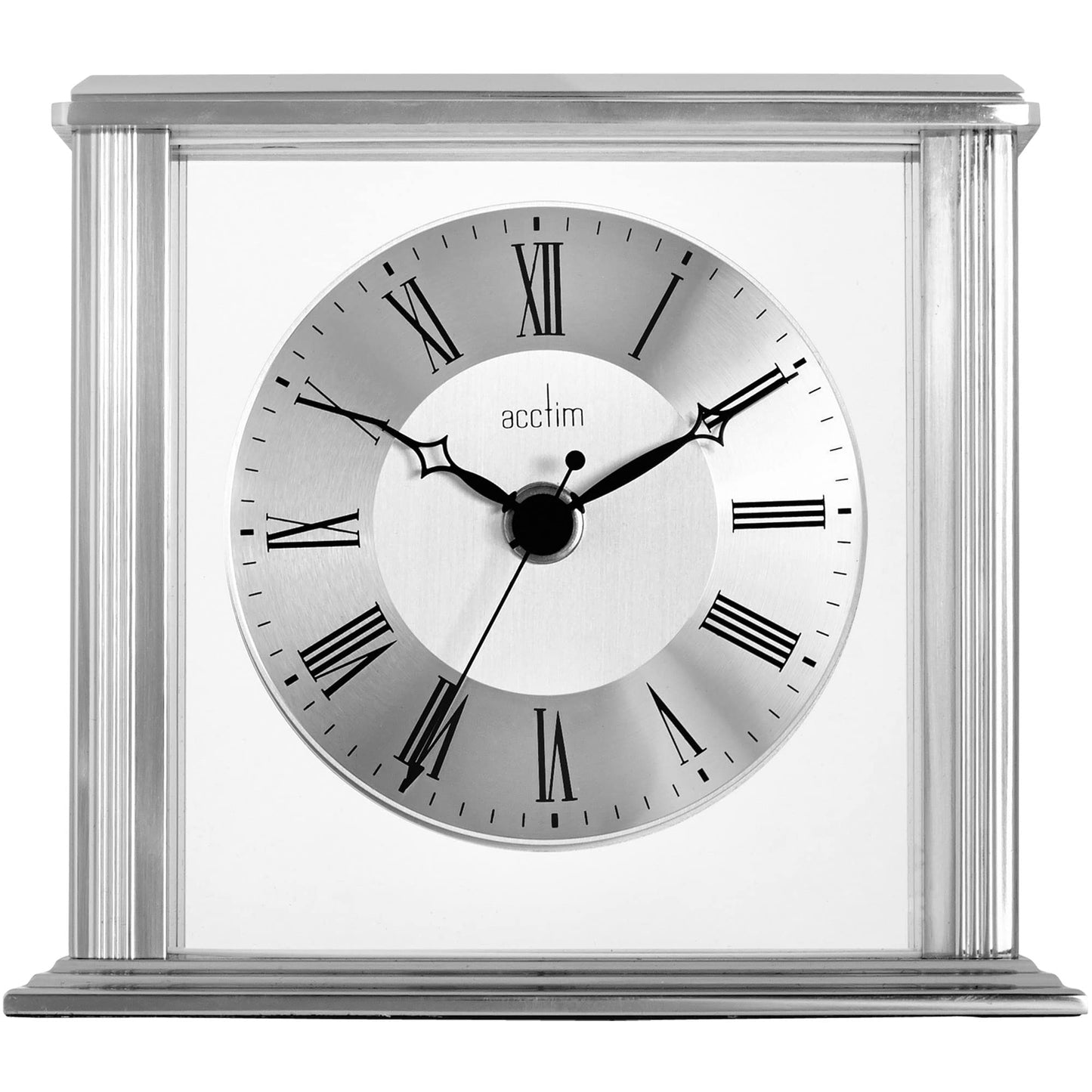 Acctim Mantel Clock, Metal, Silver, 13.7 x 15.5 x 6.8