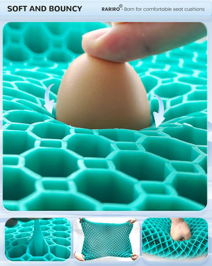 Double-Layer Honeycomb Gel Seat Cushion, Pressure Relief for Long Sitting
