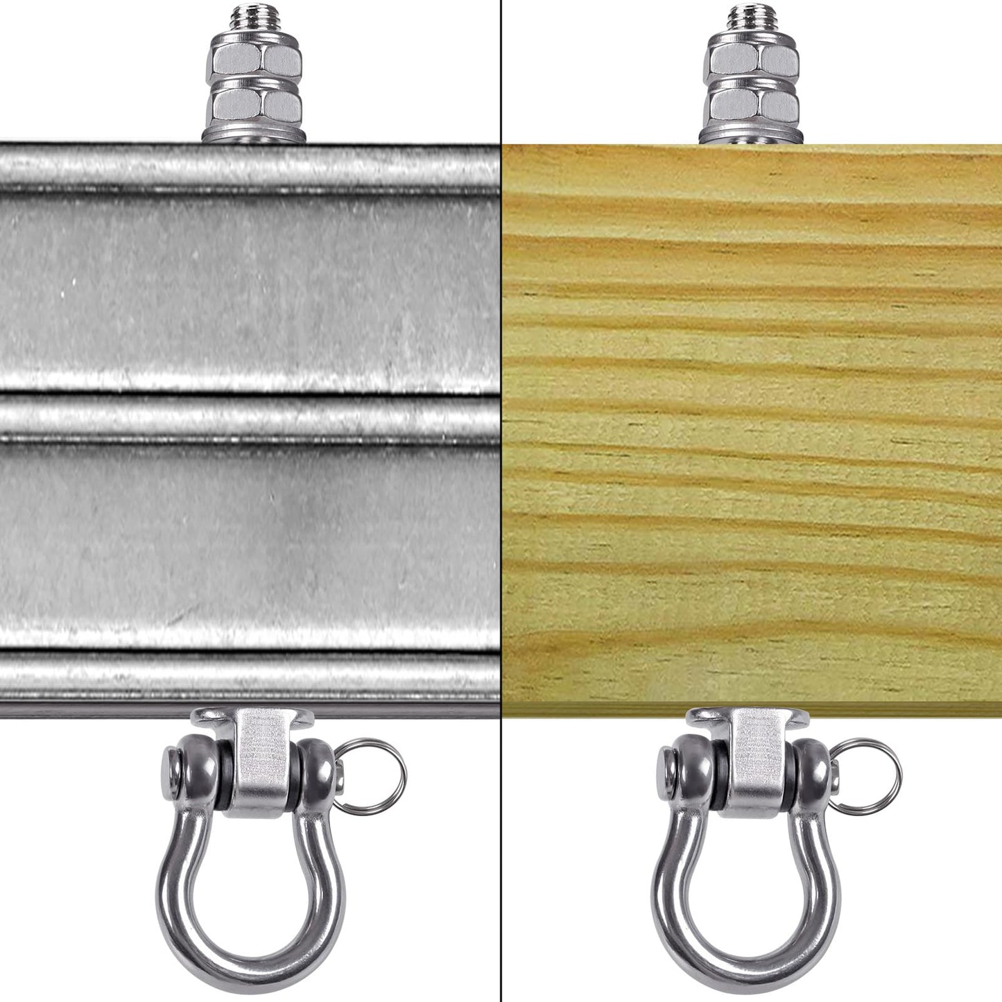 Dolibest 6pcs Swing Hanger with Bearing, Heavy Duty Hammock Hook M10 Hanging Chair Screw Eye Bolt 175mm Swivel Ceiling Beam Mounting Bracket for Yoga