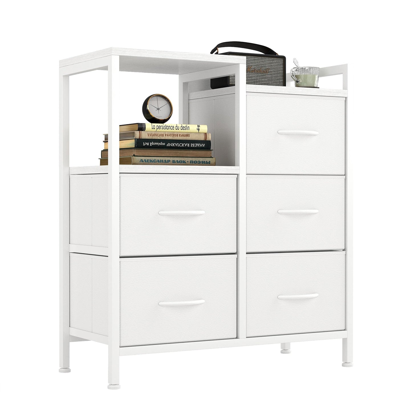 Flrrtenv Chest of Drawers, Bedroom Storage with 5 Drawers, Fabric Dresser with Shelf, Sideboard for Entryway Hallway Living Room, Closet Storage