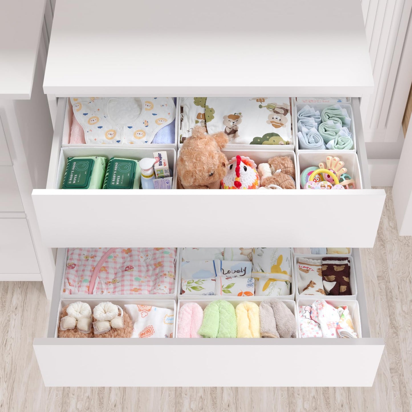 ORLISA Drawer Organiser for MALM Drawers, 14 Pack Clothes Drawer Organisers, Foldable Fabric Drawer Dividers for Underwear Socks Bras