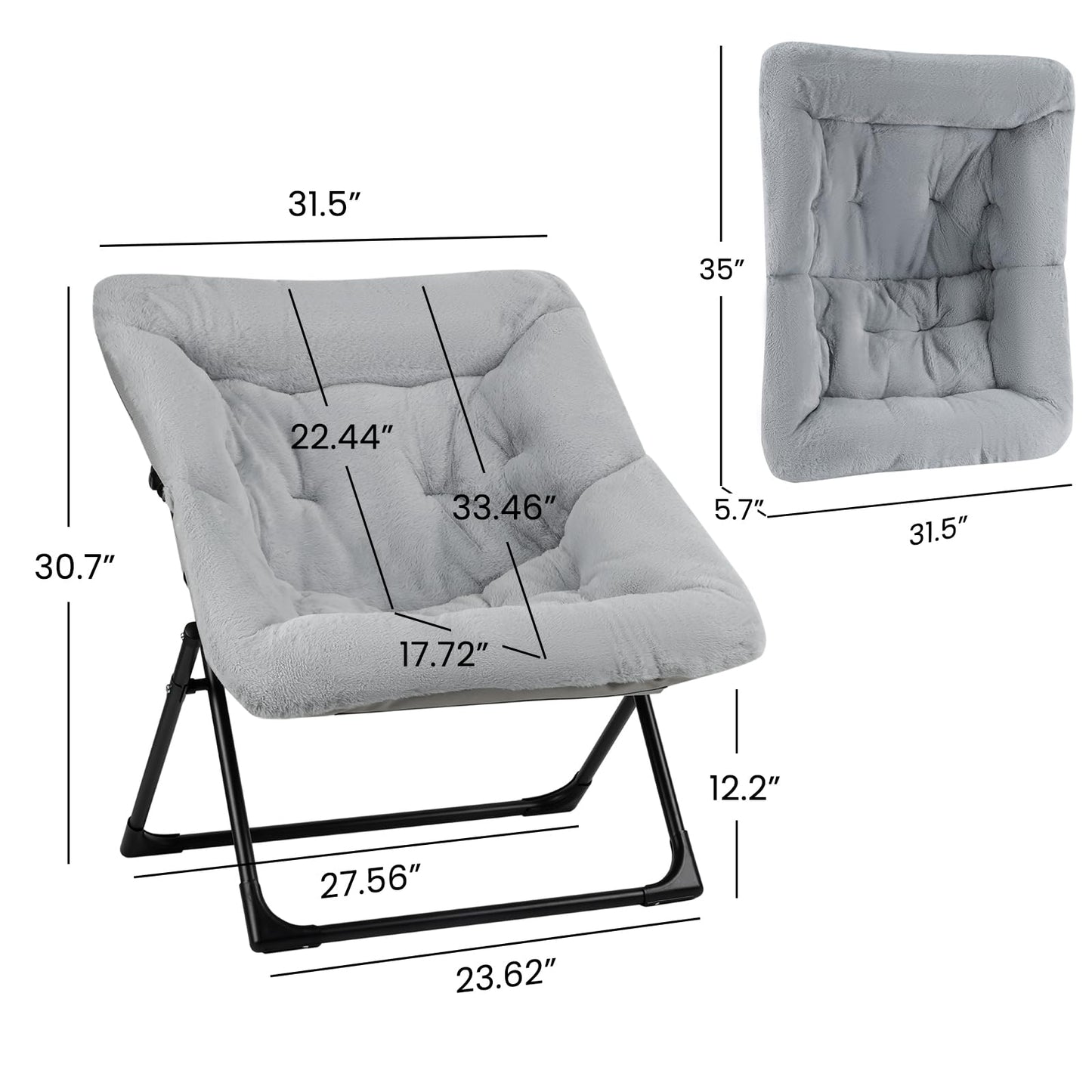 Mordchil EU Armchair Saucer Chair, Comfy Faux-Fur Reading Chair for Bedroom, Oversized Accent Moon Chairs for Teens and Adults