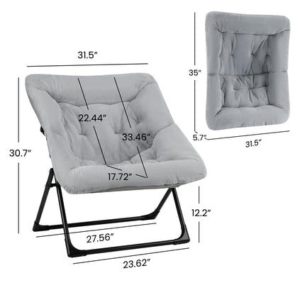 Mordchil EU Comfy Saucer Chair for Adults, Set of 2, Soft Faux Fur Bedroom Chair, Accent Dorm Chairs, Flexible Living Room Reading Chairs