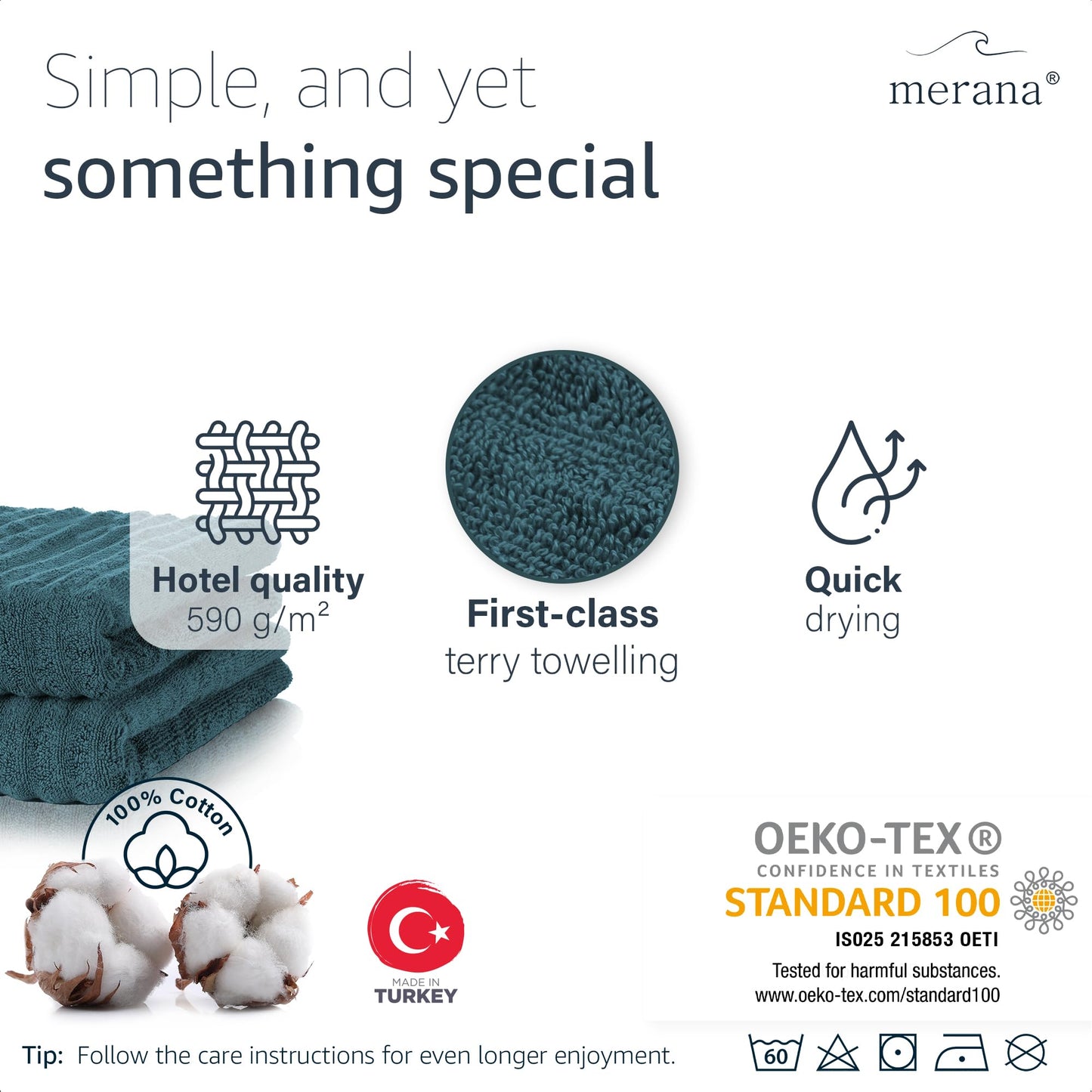 Merana OSLO towel set | quick-drying, soft & lint-free | terry luxury quality | 100% cotton terrycloth | OEKO-TEX | 590 GSM