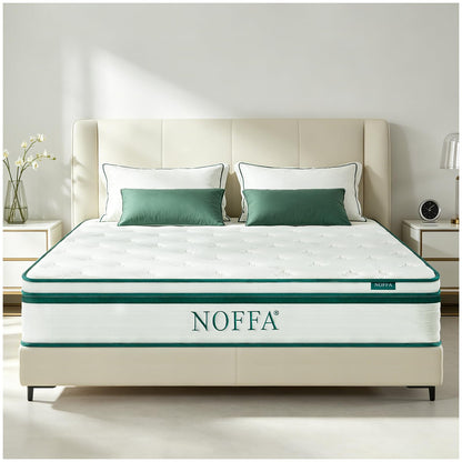 NOFFA Single Mattress 3FT | 12" Single-Size Hybrid Mattresses | 7 Zone Orthopedic Mattresses Include Memory Foam & Pocket Springs - Soft - 90x190x30cm