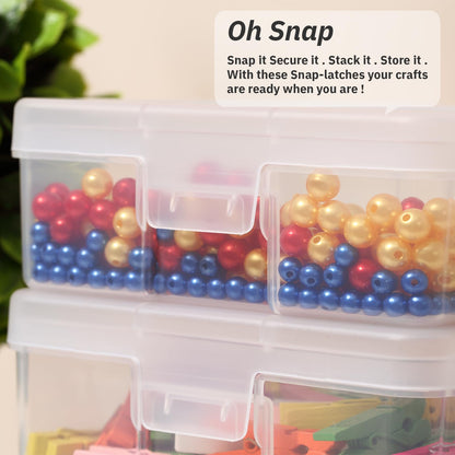novelinks Small Plastic Storage Box Containers with Latching Lids - Craft Organizers and Storage Stackable Storage Organizer Pencil Crayon Box
