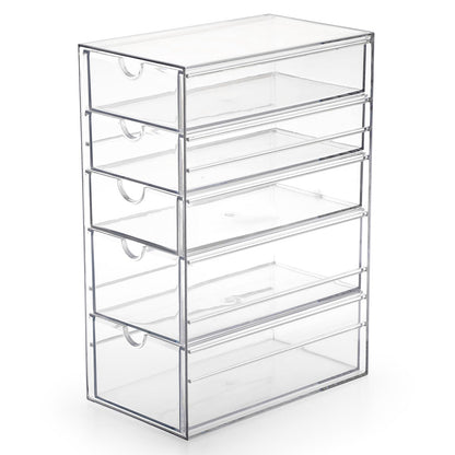SUMTree Clear Hair Accessory Organizer Box with 5 Drawers, 25×17×10cm