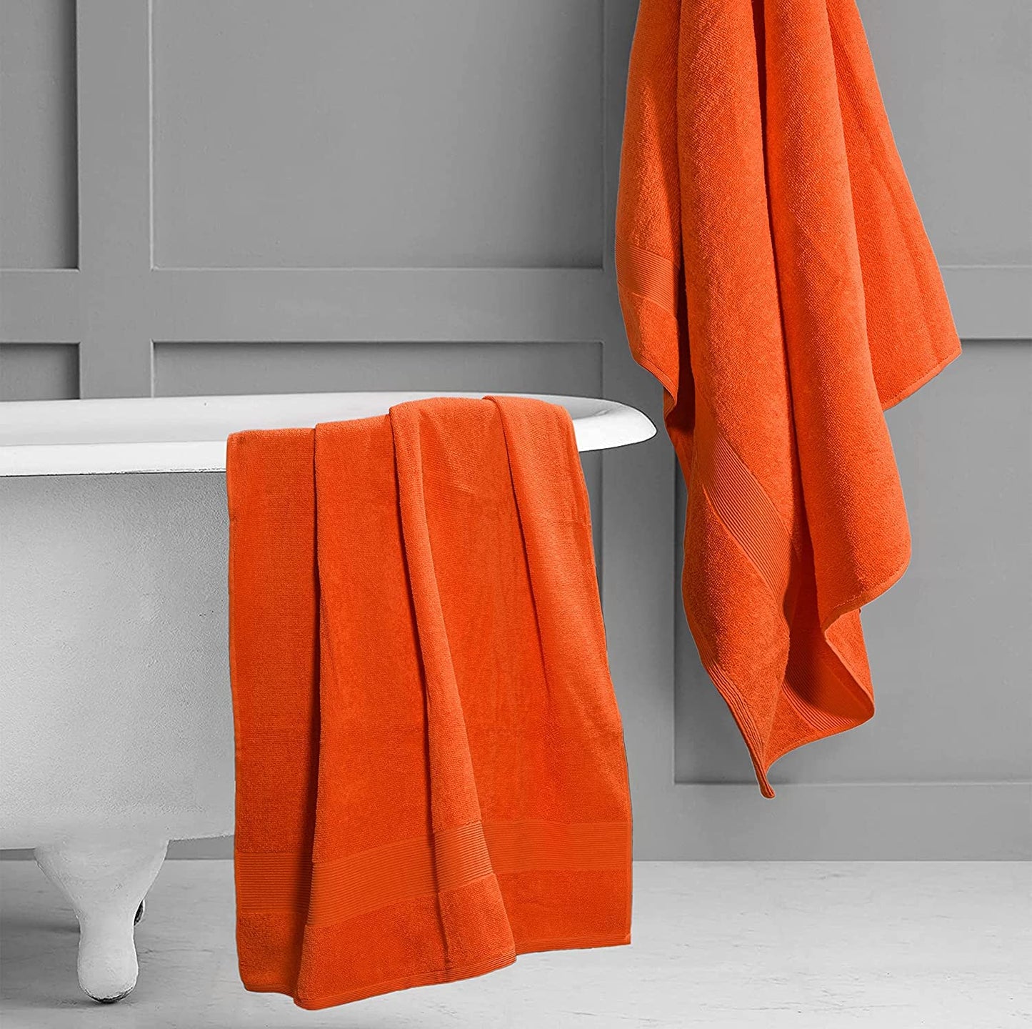 Textile Do Extra Large Super Jumbo Bath Sheet Towel 100% Egyptian Cotton XL Bath Sheets(100 x 200 cm-600 GSM) (Orange)